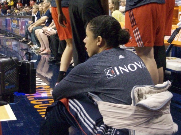 Kara Lawson tries to stay loose during Wash-CT game 6/05/14