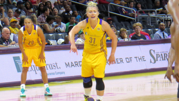 LOS ANGELES - July 2, 2015. Kristi Toliver and Erin Phillips.