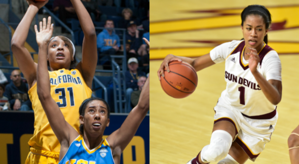 Cal's Kristine Anigwe, Arizona State's Arnecia Hawkins.