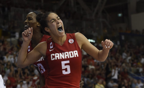 Kia Nurse during the gold medal game at the Toronto 2015 Pan Am Games.  Photo: Jason Ransom/COC.