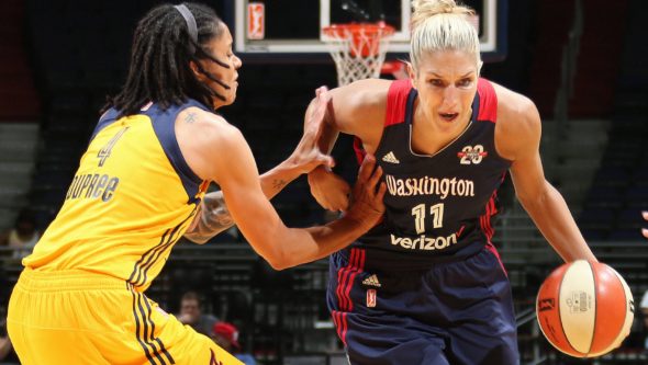 Indiana's Candice Dupree and Washington's Elena Delle Donne. NBAE/Getty Images. 