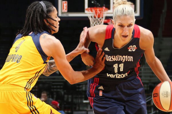 Indiana's Candice Dupree and Washington's Elena Delle Donne. NBAE/Getty Images.