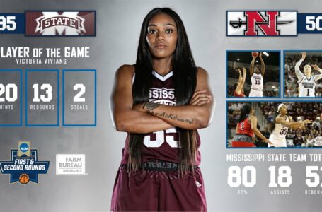 No. 1 seed Mississippi State rolls past No. 16 Nicholls State in front of sold out crowd to advance to NCAA second round