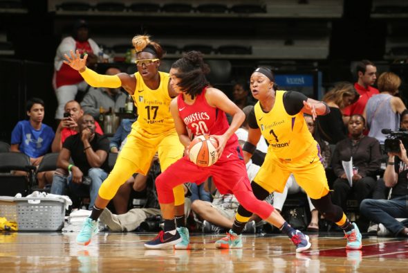 June 15, 2018 (WASHINGTON, D.C) - Los Angeles Sparks at Washington Mystics, Capital One Arena. Photo: NBAE/Getty Images.