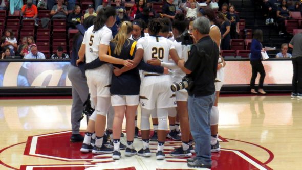 Nov. 18, 2018 - Cal postgame after playing Pacific at Stanford's Maples Pavilion. 