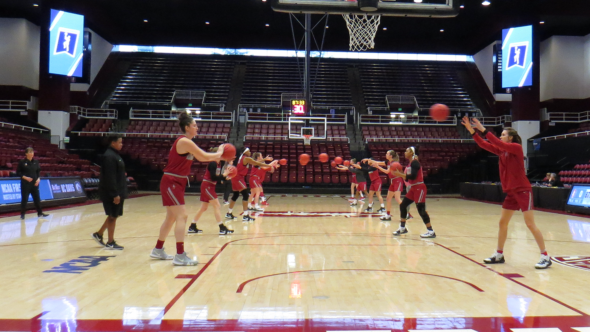 STANFORD, Calif. (March 22, 2019) - Stanford practices at Maples Pavilion the day before their NCAA opener vs. UC Davis.