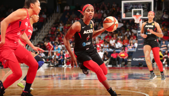 July 13, 2019 (Washington, D.C.) - Sydney Colson had a career-high 17 points plus eight rebounds vs. the Mystics. Photo: Ben Dishman, NBAE/Getty Images.