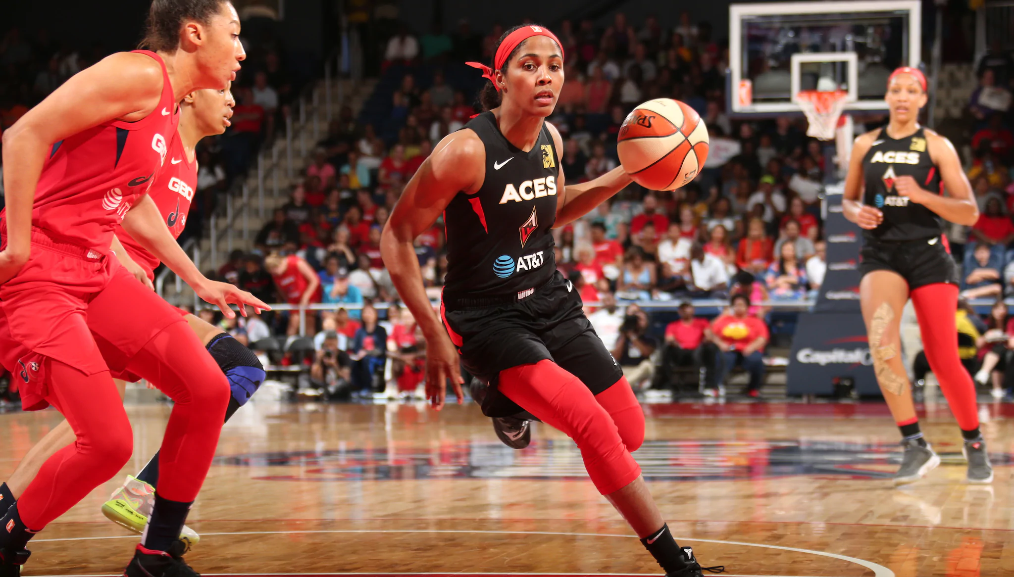 Las Vegas Aces extend winning streak to five behind Colson’s 17 points, Mystics drop third straight without Delle Donne