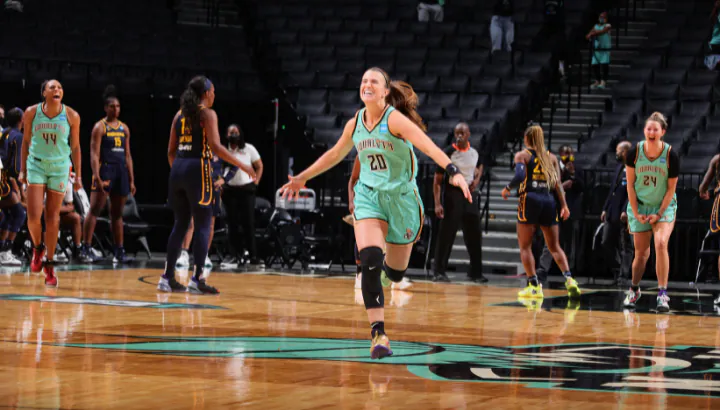 May 14, 2021, Barclays Center - New York Liberty beats the Indiana Fever, 90-87. Photo: NBAE/Getty Images.