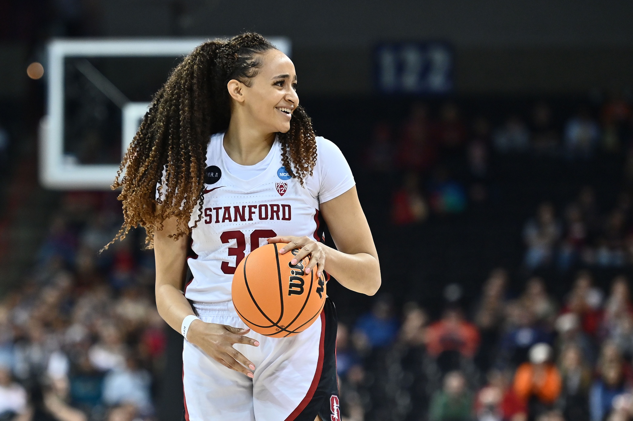 Mar 27, 2022; Spokane, WA, USA; Stanford Cardinal guard Haley Jones. Credit: James Snook-USA TODAY Sports