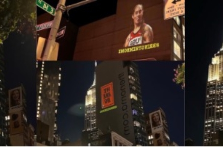 Images of Brittney Griner and other detained Americans projected around New York City