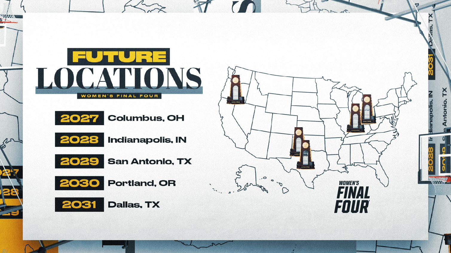 NCAA announces cities selected to host the Final Four from 2027 through 2031