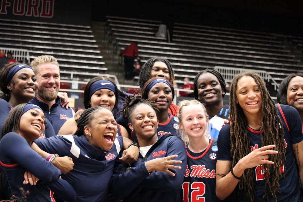 March 19, 2023 (Stanford, CA) – Ole Miss after beating Stanford in the second round of the NCAA tournament. Photos: © Hoopfeed.com, all rights reserved.