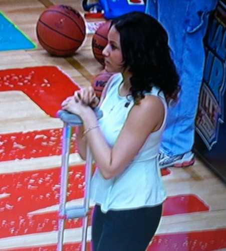 NASHVILLE (April 6, 2015) - Natalie Achonwa on the sidelines, watching Notre Dame warm up.