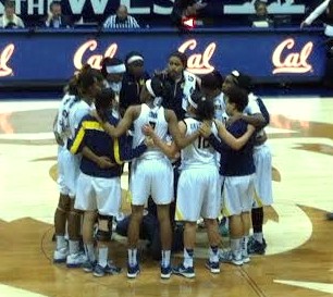 Cal postgame huddle.