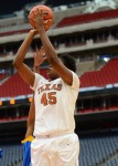 December 8, 2012 (Houston, Texas) - UCLA vs. Texas, Reliant Arena. Texas player Cokie Reed shoots. Photo © Robert Franklin, all rights reserved.