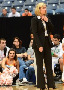 December 8, 2012 (Houston, Texas) - UCLA vs. Texas, Reliant Arena. Texas head coach Karen Aston. Photo © Robert Franklin, all rights reserved.