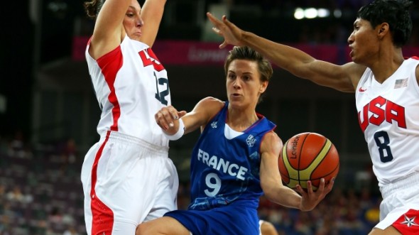 Céline Dumerc during the Women's Basketball Gold Medal game on Day 15 of the London 2012 Olympic Games at North Greenwich Arena on August 11, 2012 in London, England. Photo: Atlanta Dream.