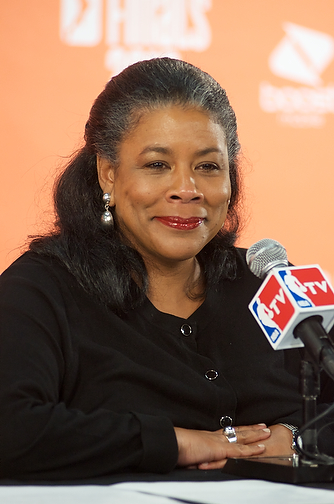 MINNEAPOLIS - WNBA president Laurel Richie meets the press before game one of the WNBA Finals. Photo © Robert Franklin, all rights reserved.