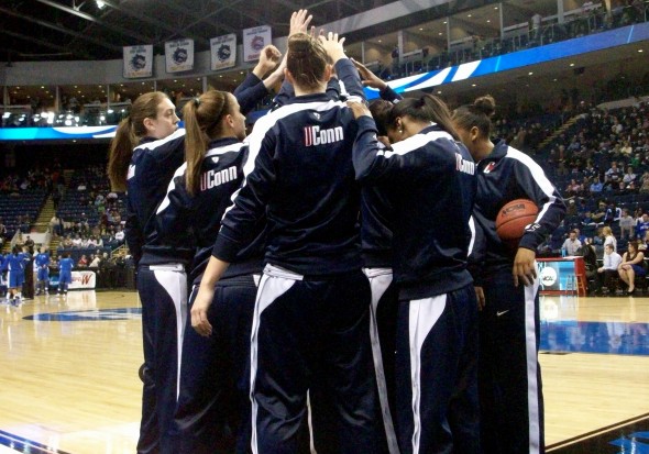 BRIDGEPORT, Conn. (April 1, 2013) - UConn players before facing Kentucky.