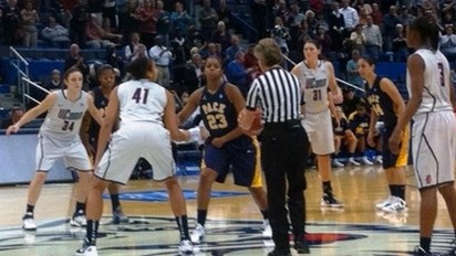 UConn_11-09-11 Kiah Stokes readies for the opening tip versus Pace