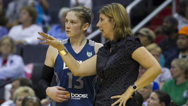 Lindsay Whalen and Minnesota Lynx coach Cheryl Reeve. Photo: Mark W. Sutton, all rights reserved.