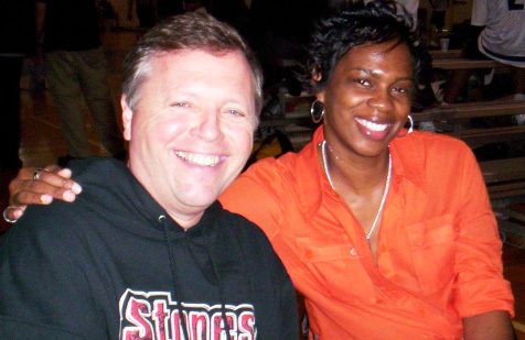 San Antonio Silver Stars head coach Dan Hughes and Los Angeles Sparks general manager Penny Toler at a Merit Management Group free agent camp session.