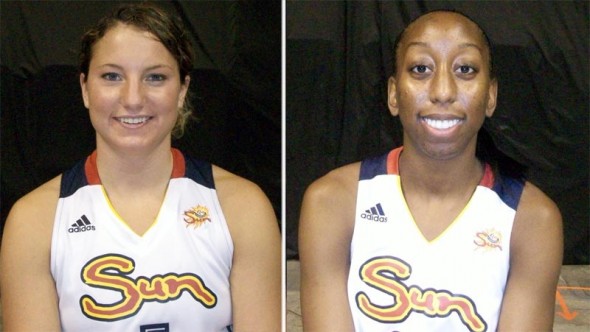 Kelsey Griffin and Allison Hightower during Connecticut Sun media day.