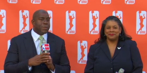 Magic Johnson and WNBA president Laurel Richie.